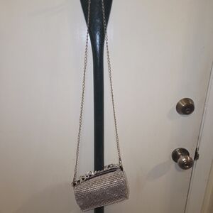 Sparkling Rose Gold Crossbody Evening Bag with Chain